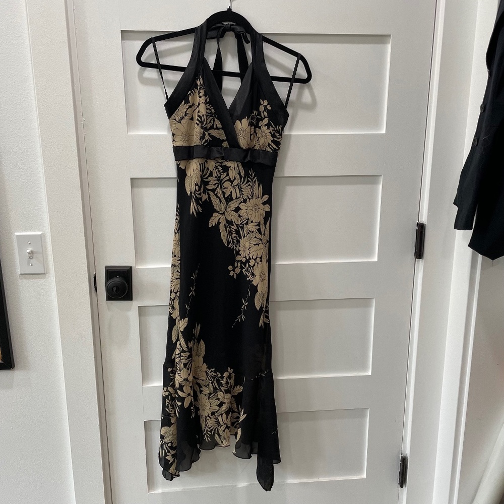 Beautiful Black Floral Halter Dress